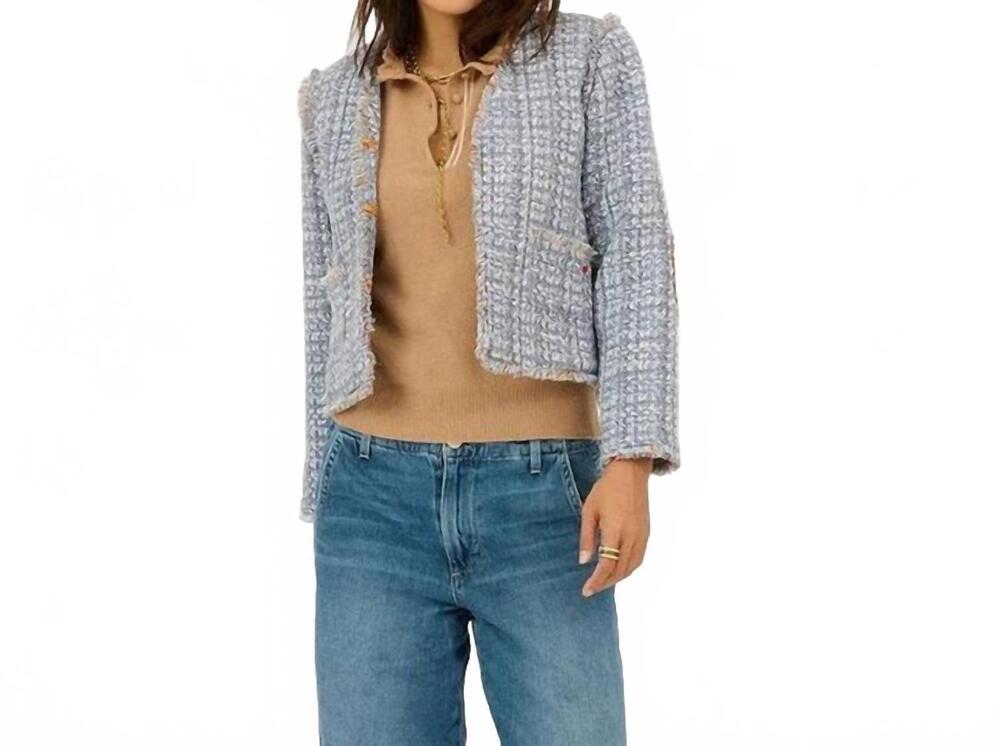NEW KERRI ROSENTHAL fringe short jacket in blue multi